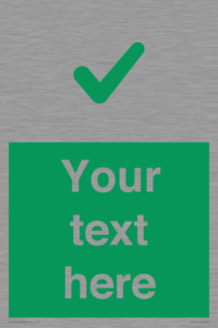 Custom green background, green tick sign